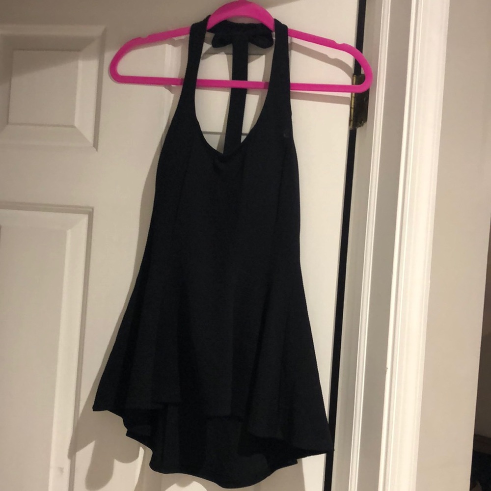 NWT black peplum top with bows